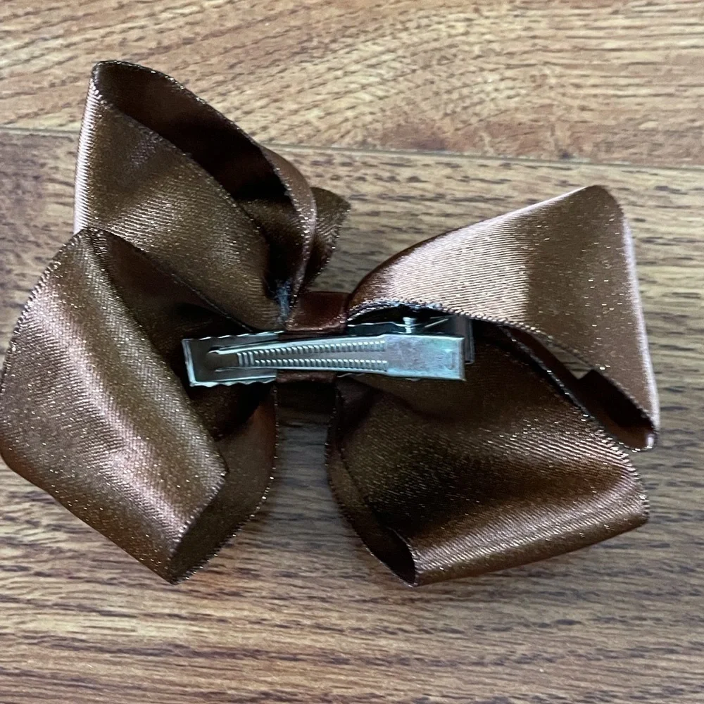 handmade brown bow ribbon hair clip